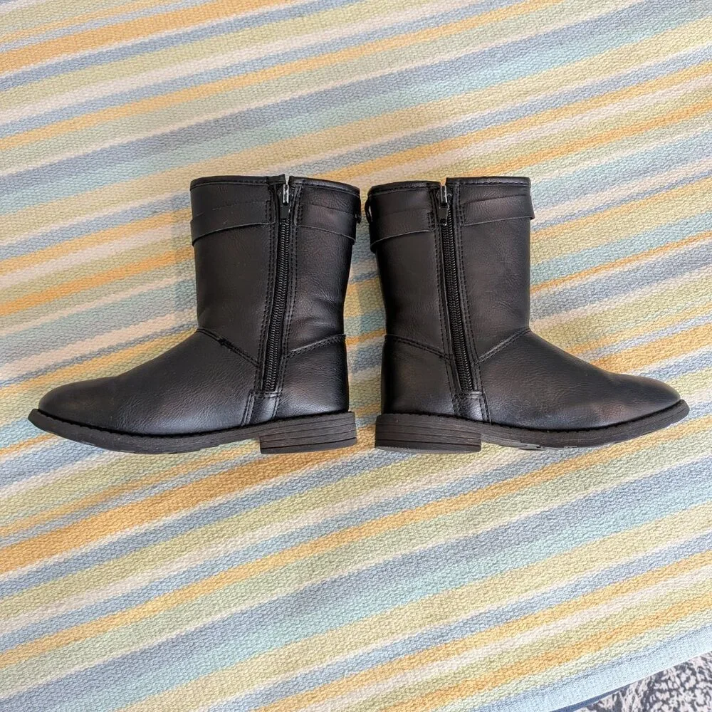⭐ Girls Carter's Tall Black Buckle Boots size 12
